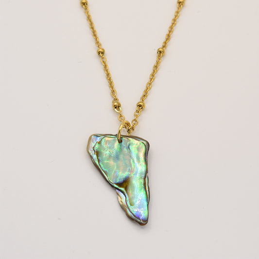 Necklace | Paua Shell Hine 40 cm Stainless Steel in Gold