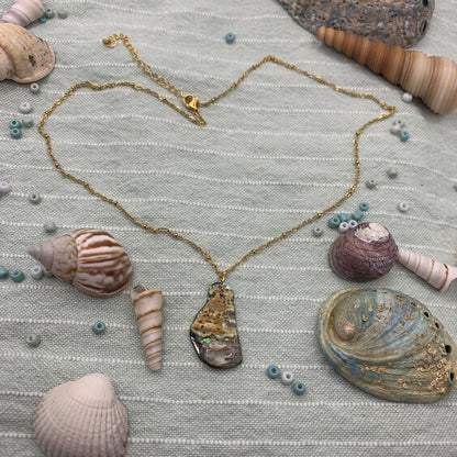 Necklace | paua shell 50 cm stainless steel golden