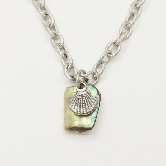 Necklace | Paua Shell Kaukau 40 cm made of Stainless Steel Silver