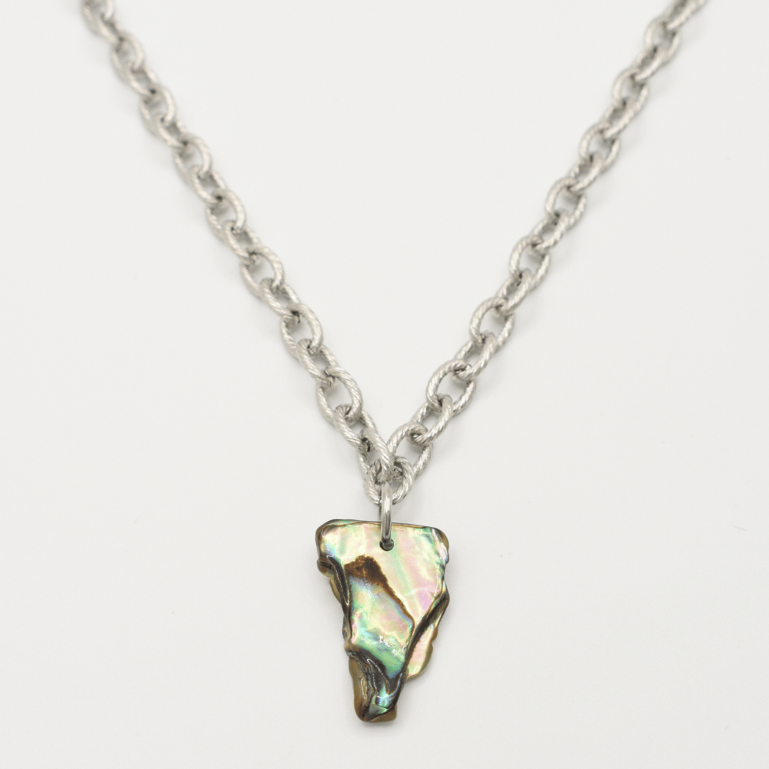 Halskette | Paua-Muschel Ruru 40 cm aus Edelstahl Silber