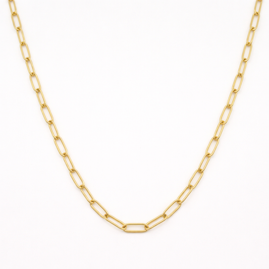 The Create Your Own Silver Necklace by Salty Dreamers is a handmade piece with elongated oval links, shown on a plain white background.