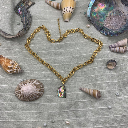 Halskette | Paua Muschel 40 cm Edelstahl gold