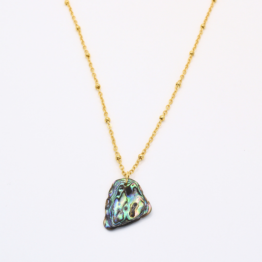 Necklace | Paua Shell Ra 40 cm in Gold Stainless Steel