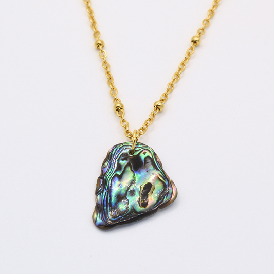 Necklace | Paua Shell Ra 40 cm in Gold Stainless Steel