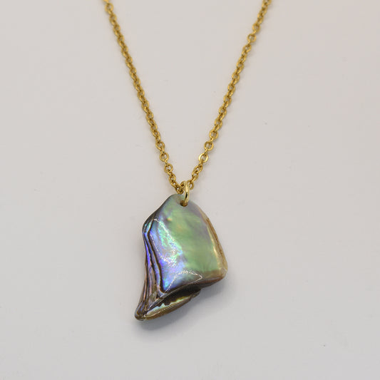 Necklace | Paua Shell Hine 40 cm Stainless Steel in Gold