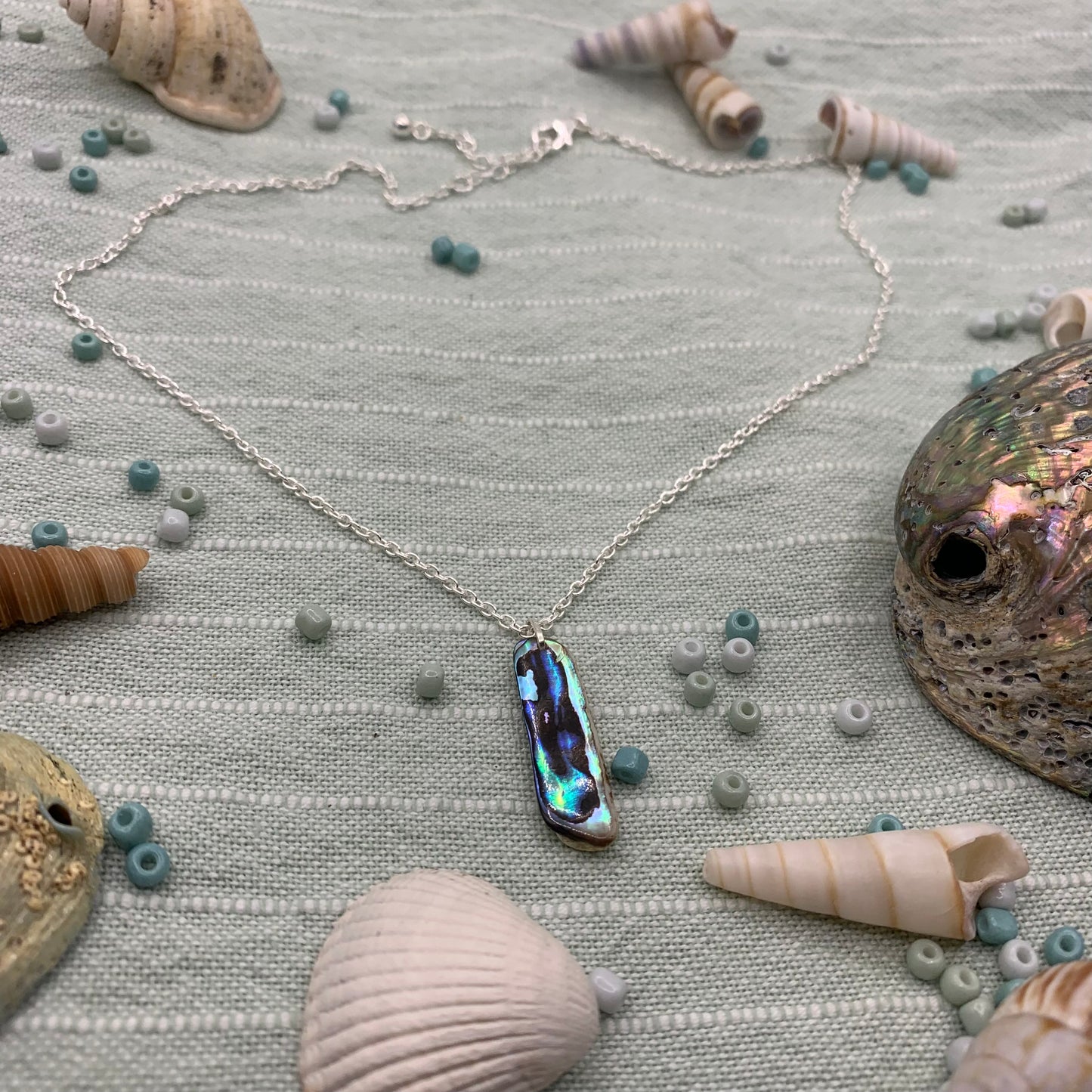 Necklace - paua shell sterling silver 40 cm
