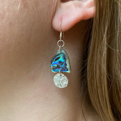 Earrings - paua shell 925 silver with pendant